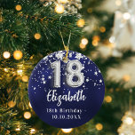 Décoration En Céramique 18e anniversaire marine bleu argent étoiles<br><div class="desc">Une couleur bleu marine arrière - plan avec des étoiles faux argent. La couleur bleue est inégale. Ajouter votre nom,  texte/date</div>