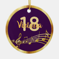 18e anniversaire violet or musique notes nom fille