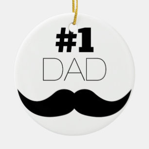 Décoration En Céramique #1 Papa Mustache noire - Numéro Un