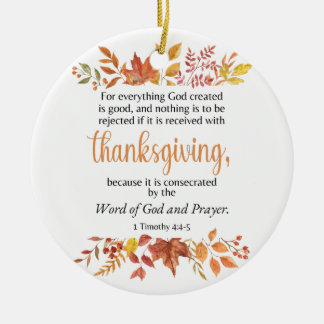 Décoration En Céramique 1 Timothée 4:4-5 Écriture de Thanksgiving Automne