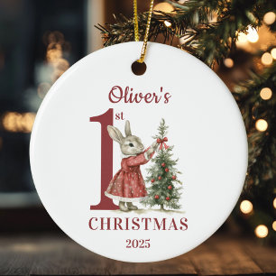 Décoration En Céramique 1er lapin de Noël pour bébé personnalisé