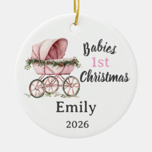 Décoration En Céramique 1er Noël de bébé personnalisable pour fille