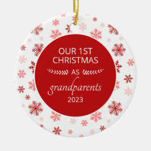 Décoration En Céramique 1er Noël en grand-parents Red Snowflake Photo