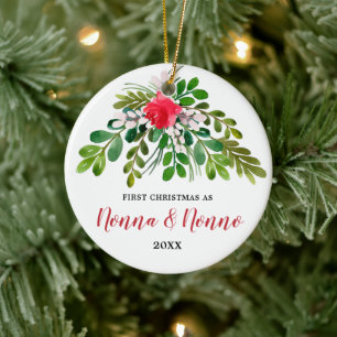 Décoration En Céramique 1er Noël Personnalisé Comme Nonna Nonno Italien