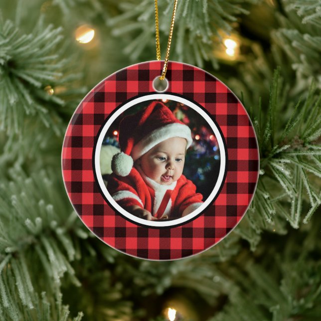 Décoration En Céramique 1er Noël Rouge et noir Buffalo plaqué (Arbre)