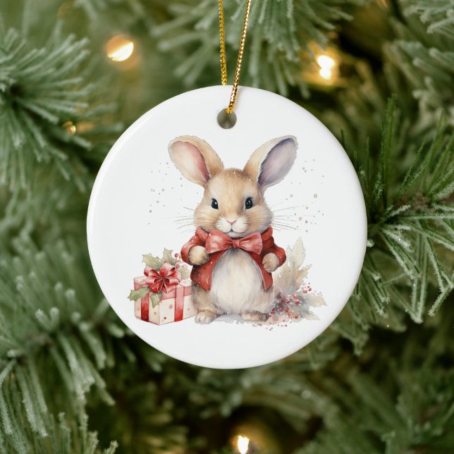 Décoration En Céramique 1er Noël Whimsical Cute Bunny Customisé (Arbre)