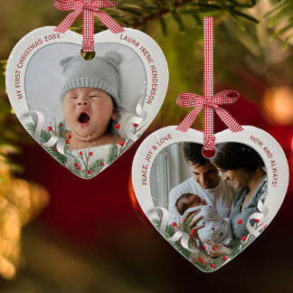 Décoration En Céramique 1ère photo de cadre d'argent de Noël pour bébé