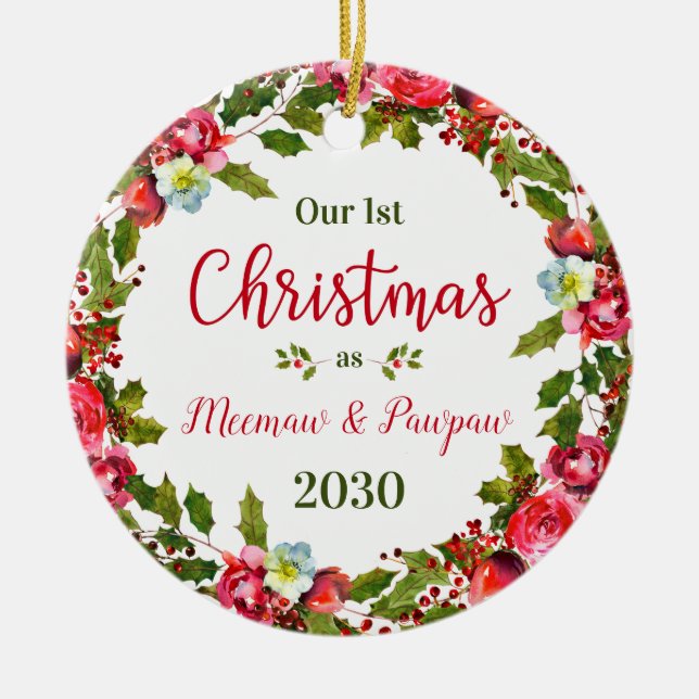 Décoration En Céramique 1ère photo de Noël Meemaw Pawpaw (Devant)