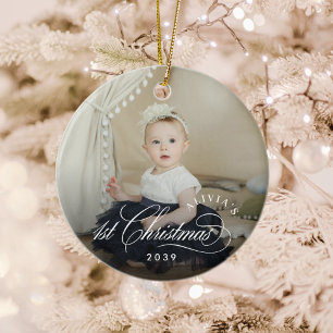 Décoration En Céramique 1ère photo élégante de Noël pour bébé fille
