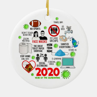 Décoration En Céramique 2020 Année De La Quarantaine Pandemic Christmas