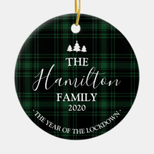 Décoration En Céramique 2020 L'Année De La Fermeture Vert Plaid Covid
