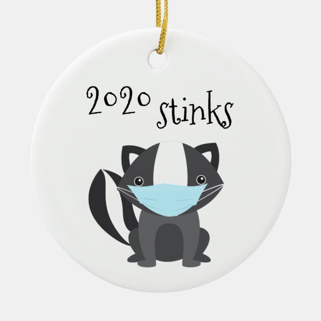 Décoration En Céramique 2020 Stinks Funny Skunk Covid Visage Masque (Devant)