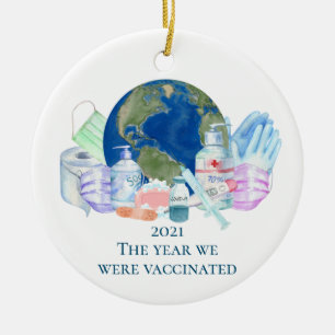 Décoration En Céramique 2021 Année civile nous avons été Vacciné Vaccin