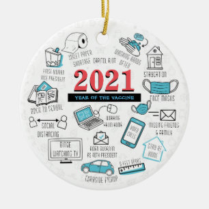 Décoration En Céramique 2021 Noël Memorabilia Vaccine Année Keepsaké