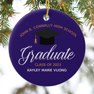 Décoration En Céramique 2024 Graduation Purple Custom High School Nom
