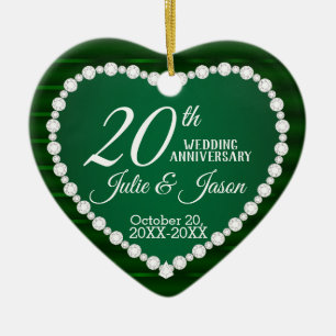 Décoration En Céramique 20e anniversaire du Mariage   Emerald et Silver