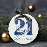 Décoration En Céramique 21 and Legal | Blue Faux Glitter 21st Birthday<br><div class="desc">Being 21 and finally legal is a huge milestone! This glam grunge-inspired "21 and Legal" birthday theme features a faux glitter with script overlay for the perfect way to celebrate and memorialize the event. For customizations or other colors, please visit JustFharryn @ Zazzle.com or contact the designer c/o fharryn@yahoo.com #zazzlemade...</div>
