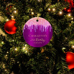 Décoration En Céramique 21e anniversaire violet parties scintillant arc-en<br><div class="desc">Élégant, classique, glamour et girly pour un 21ème anniversaire. Un arrière - plan chic violet foncé faux feuille métallique à l'air . Le texte : 21ème anniversaire et Merci, écrit avec un script de style moderne écrit à la main. Décoré avec des gouttes de parties scintillant en faux arc-en-ciel, la...</div>