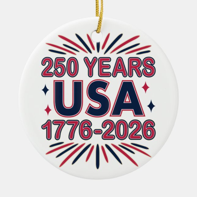 Décoration En Céramique 250 ans USA | Semiquinentenaire 1776-2026 (Devant)