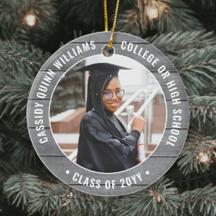 Décoration En Céramique 2 Graduation Photo Rustic Farmhouse Grey Faux Wood