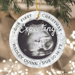 Décoration En Céramique 2 Photo Baby Ultrasound Nouveaux Parents Faux Marb<br><div class="desc">Célébrez le précieux cadeau de votre nouveau membre de la famille avec un élégant ornement en céramique ronde deux photos. Le design neutre est adapté pour un nouveau bébé garçon ou une nouvelle fille. L'écriture et les images sur ce modèle sont simples à personnaliser, et peuvent être différentes ou identiques...</div>
