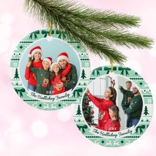 Décoration En Céramique 2 Photo de famille Sweat de Noël Mint Green