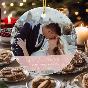 Décoration En Céramique 2 Photos (Vert+H) 1er Noël M. Mme Snowflakes