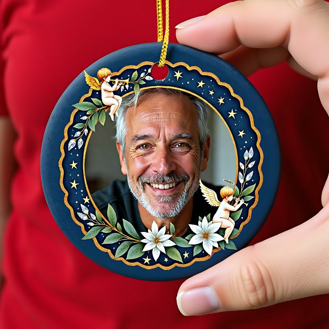 Décoration En Céramique 2 sided Memorial Christmas Cherub's Embrace (2 sided Memorial Christmas Cherub's Embrace Ceramic Ornament)