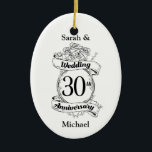 Décoration En Céramique 30th Wedding Anniversary Flowers Rose Romantic<br><div class="desc">A romantic,  black and white flowers design for a 30th wedding anniversary.</div>