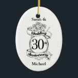 Décoration En Céramique 30th Wedding Anniversary Flowers Rose Romantic<br><div class="desc">A romantic,  black and white flowers design for a 30th wedding anniversary.</div>