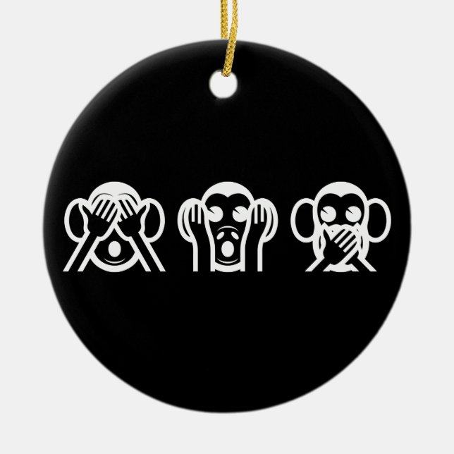 Décoration En Céramique 3 singes sages Emoji (Devant)