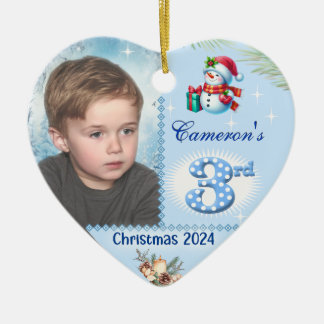 Décoration En Céramique 3e Noël Personnalisé Boy's Photo Heart Cadeau