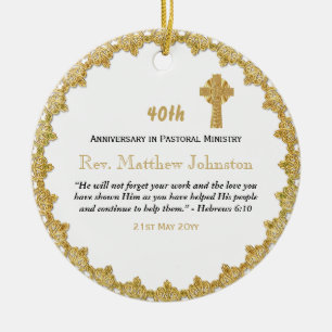 Décoration En Céramique 40e anniversaire d'Ordination Ecriture personnalis