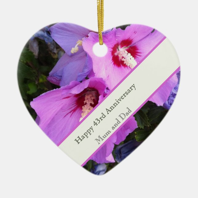 Décoration En Céramique 43e anniversaire du Mariage (Devant)