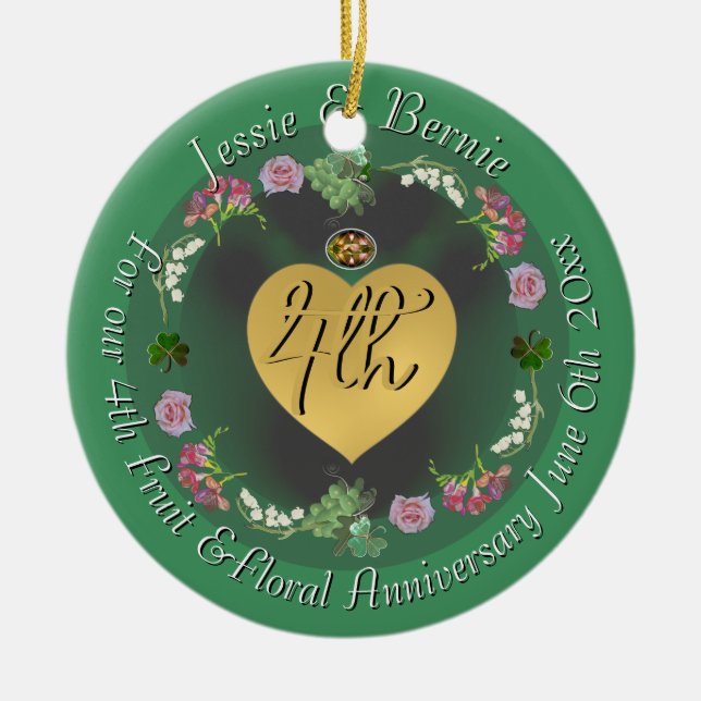 Décoration En Céramique 4e anniversaire du Mariage Fruit Floral Photo (Devant)