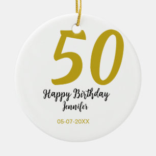 Décoration En Céramique 50e anniversaire ajouter nom date année noire modè