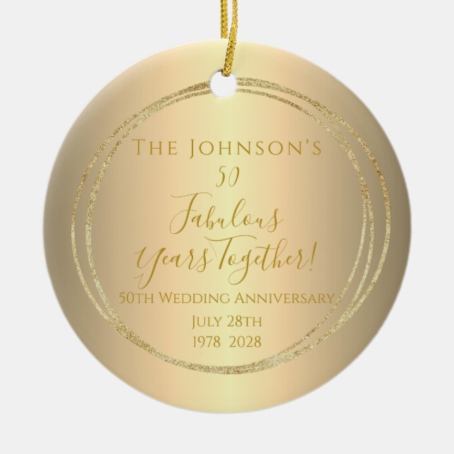Décoration En Céramique 50e anniversaire de Mariage d'or Personnalisé (Devant)
