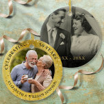 Décoration En Céramique 50e anniversaire du Mariage Coeurs d'or 2 Photo<br><div class="desc">Personnalisez avec deux photos spéciales et des détails du 50e anniversaire sur un arrière - plan de confetti de coeurs d'or. Conçu par Thisisnotme©</div>