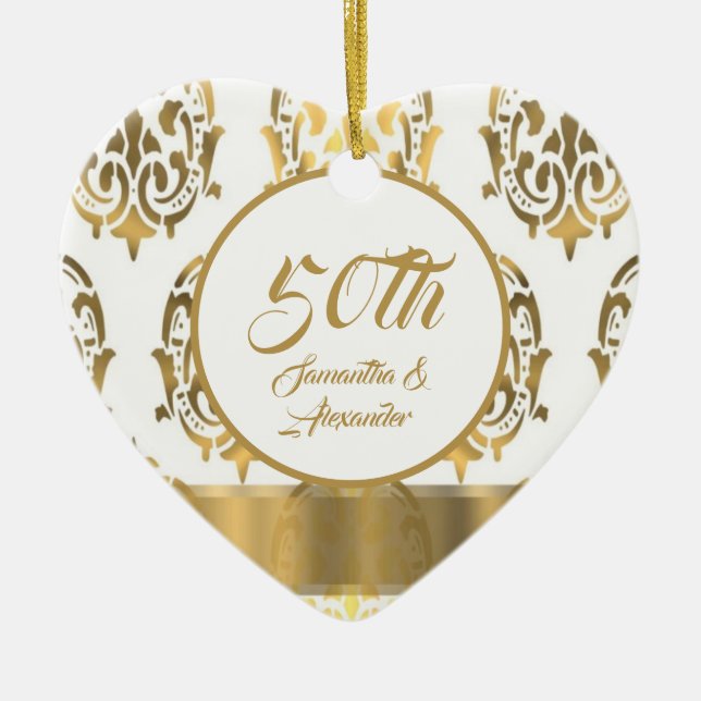 Décoration En Céramique 50e anniversaire du mariage d'or (Devant)