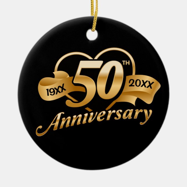 Décoration En Céramique 50e Anniversaire Mariage d'or Coeur (Devant)