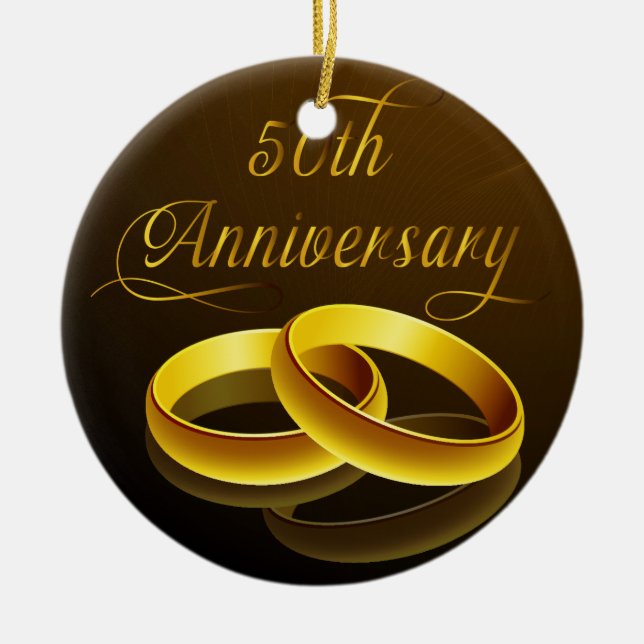 Décoration En Céramique 50e anniversaire | Script Gold (Devant)