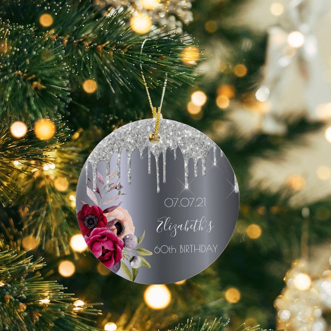 Décoration En Céramique 60e anniversaire argent parties scintillant goutte (Créateur téléchargé)