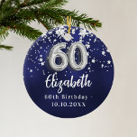 Décoration En Céramique 60e anniversaire marine bleu argent étoiles<br><div class="desc">Une couleur bleu marine arrière - plan avec des étoiles faux argent. La couleur bleue est inégale. Ajouter votre nom,  texte/date</div>