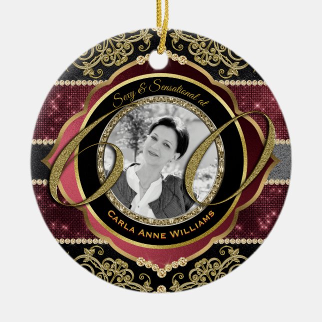 Décoration En Céramique 60ème Cadres photo Gold Ruby de 60 ans (Devant)