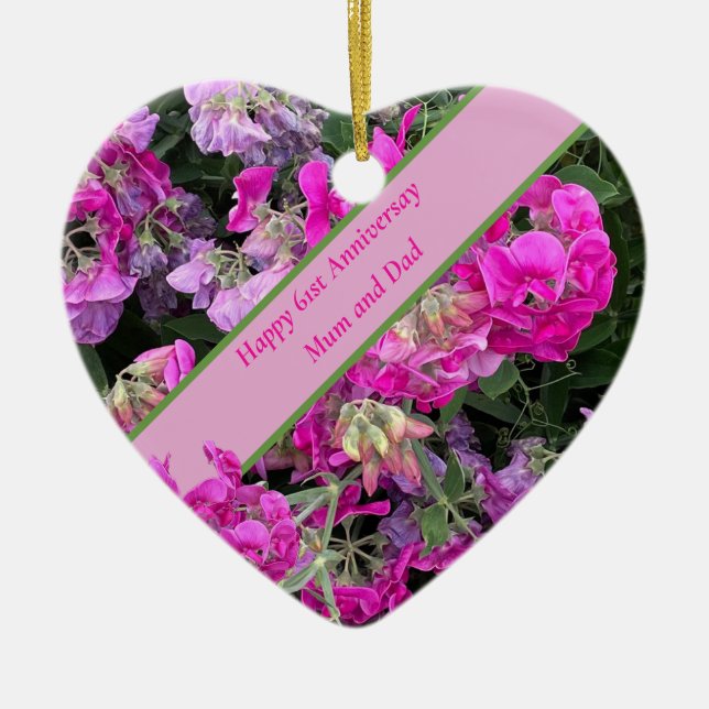 Décoration En Céramique 61e anniversaire du Mariage (Devant)