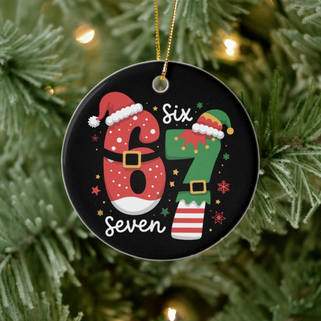 Décoration En Céramique 67 Meme Six Seven Elf Christmas Santa Hat (Arbre)