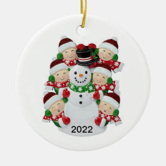 Décoration En Céramique 6 personnes bonhomme de neige personnalisable orne