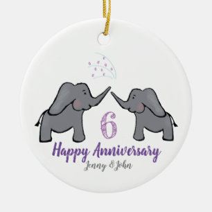 Décoration En Céramique 6e anniversaire du mariage des éléphants de fer