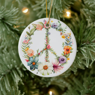 Décoration En Céramique 70s 60s Peace Sign Colorful