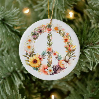 Décoration En Céramique 70s 60s Peace Sign Colorful